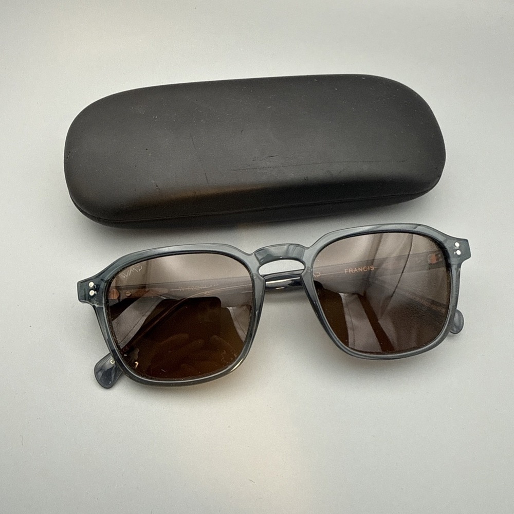 WMP Francis Authentic Blue Square Polarized Ivy League Sunglasses 52-21-149 Case